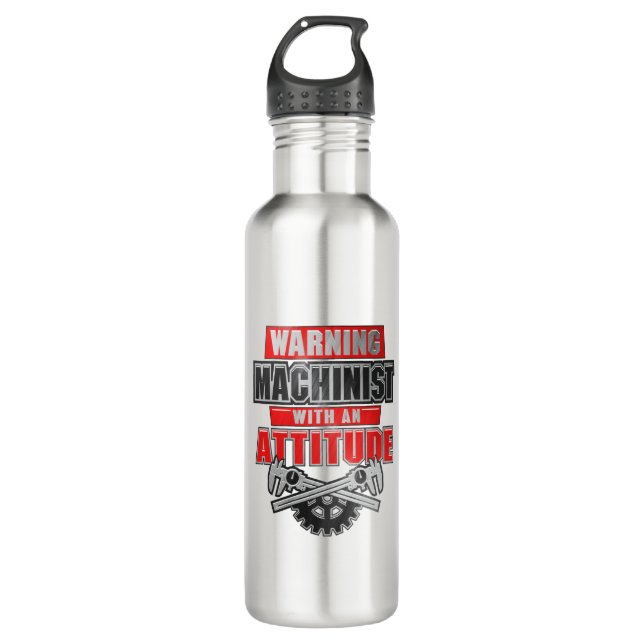 Machinist With An Attitude Mechanical Engineer 710 Ml Water Bottle (Front)