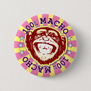 Macho 100% Funny Funky Monkey Badge
