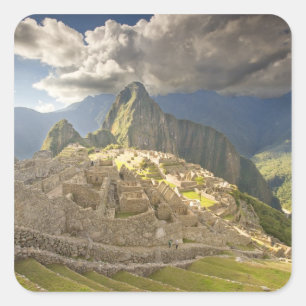 Machu Picchu, ancient ruins, UNESCO world 2 Square Sticker