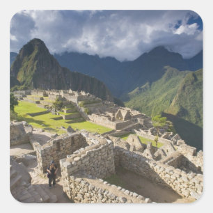 Machu Picchu, ancient ruins, UNESCO world 3 Square Sticker