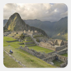 Machu Picchu, ancient ruins, UNESCO world Square Sticker