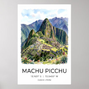 Machu Picchu Art Print - Blue Misty Landscape with
