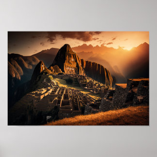 Machu Picchu at Sunset - Stunning Poster Print