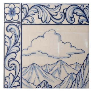 Machu Picchu Azulejo Mural 1 of 6 Top Left Ceramic Tile