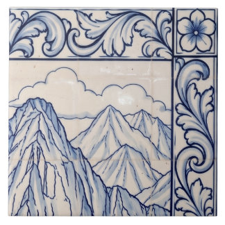 Machu Picchu Azulejo Mural 2 of 6 Top Right Ceramic Tile