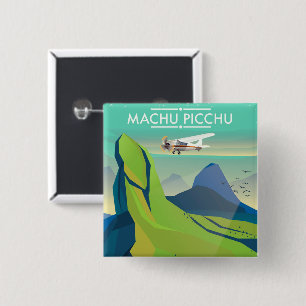 machu picchu Flight travel poster 15 Cm Square Badge
