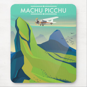 machu picchu Flight travel poster Mouse Pad