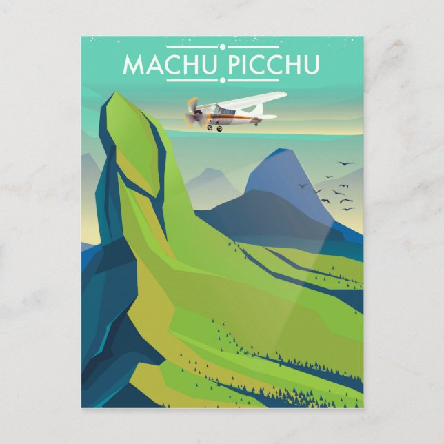 machu picchu Flight travel poster Postcard (Front)