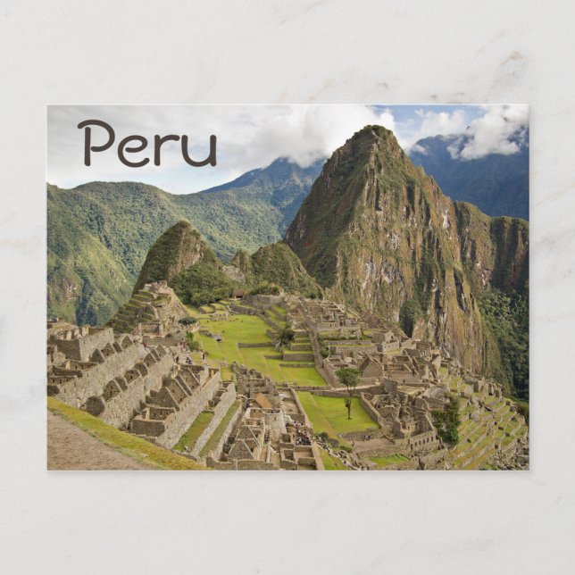 Machu Picchu, inca city in Peru text postcard (Front)