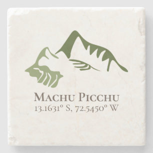 Machu Picchu Latitude & Longitude Stone Coaster