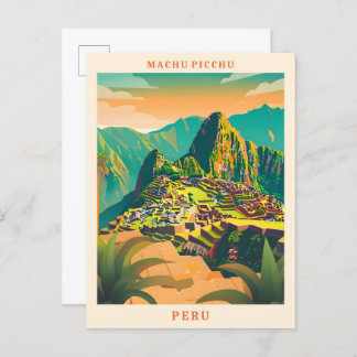 Machu Picchu Peru Elegant Art Vintage Travel Postcard
