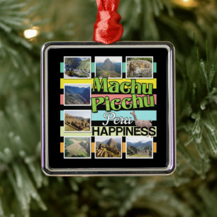 Machu Picchu Peru Happiness Metal Ornament