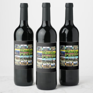 Machu Picchu Peru Happiness Wine Label