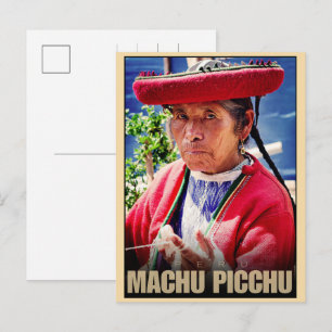 Machu Picchu Peru local old woman gifts Holiday Postcard