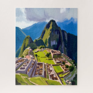Machu Picchu Peru Painting Jigsaw Puzzle