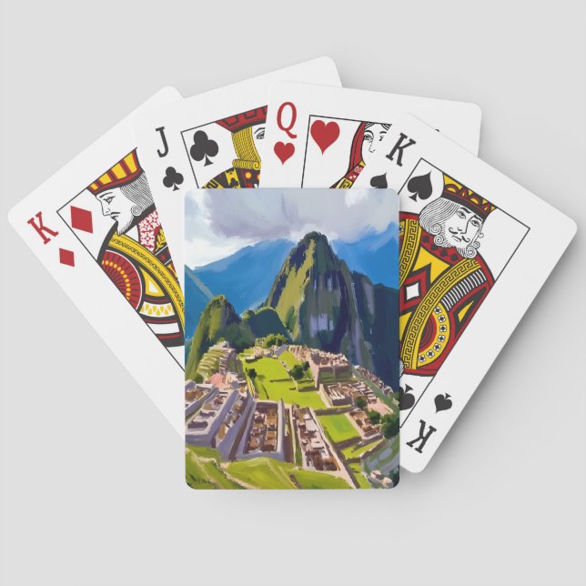 Machu Picchu Peru Painting Playing Cards (Back)
