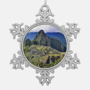 MACHU PICCHU - Peru - panorama Snowflake Pewter Christmas Ornament