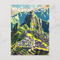 Machu Picchu Peru South America Travel Art Vintage