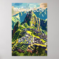 Machu Picchu Peru South America Travel Art Vintage