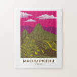 Machu Picchu Peru Travel Art Retro Jigsaw Puzzle<br><div class="desc">Machu Picchu vector artwork. Machu Picchu is an Incan citadel set high in the Andes Mountains in Peru,  above the Urubamba River valley.</div>