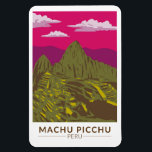 Machu Picchu Peru Travel Art Retro Magnet<br><div class="desc">Machu Picchu vector artwork. Machu Picchu is an Incan citadel set high in the Andes Mountains in Peru,  above the Urubamba River valley.</div>