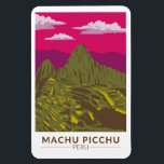 Machu Picchu Peru Travel Art Retro Magnet<br><div class="desc">Machu Picchu vector artwork. Machu Picchu is an Incan citadel set high in the Andes Mountains in Peru,  above the Urubamba River valley.</div>