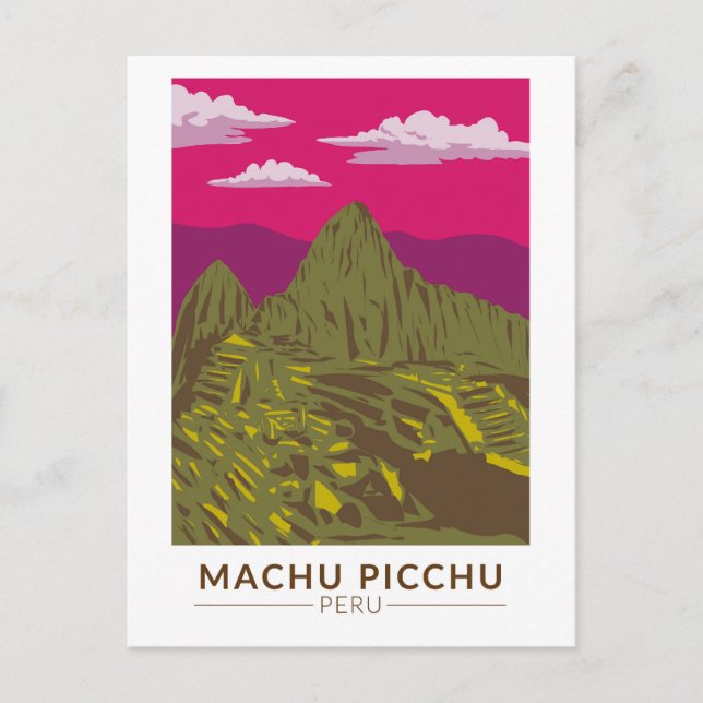 Machu Picchu Peru Travel Art Retro Postcard (Front)