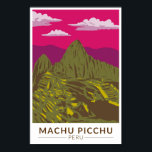 Machu Picchu Peru Travel Art Retro Poster<br><div class="desc">Machu Picchu vector artwork. Machu Picchu is an Incan citadel set high in the Andes Mountains in Peru,  above the Urubamba River valley.</div>