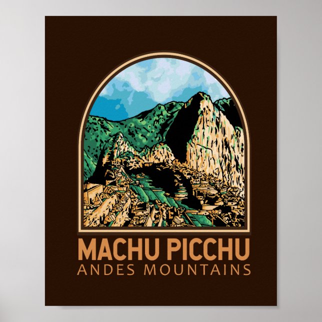 Machu Picchu Peru Vintage Emblem Poster (Front)