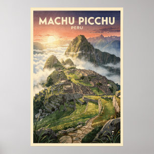Machu Picchu Peru Vintage Travel Poster