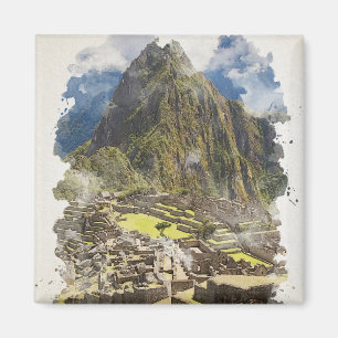 Machu Picchu Peru Watercolor Art Invitation Magnet