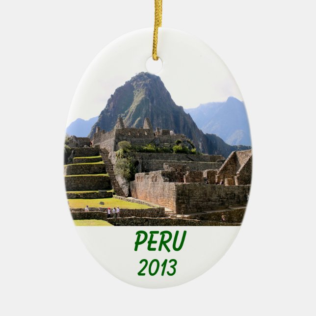 Machu Picchu Ruins Peru Huayna Picchu Artisan Wall Ceramic Ornament (Front)