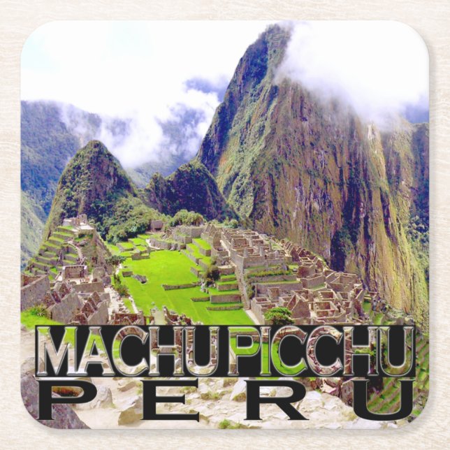Machu Picchu Square Paper Coaster (Front)