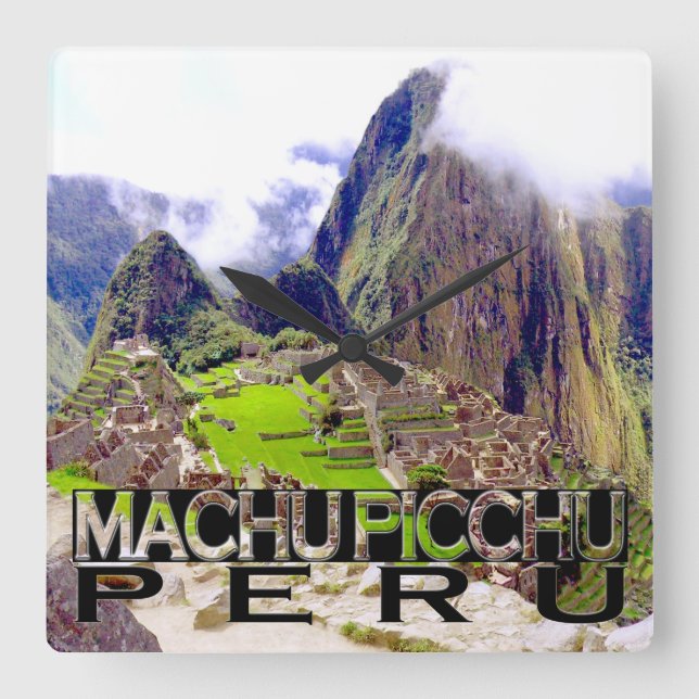 Machu Picchu Square Wall Clock (Front)
