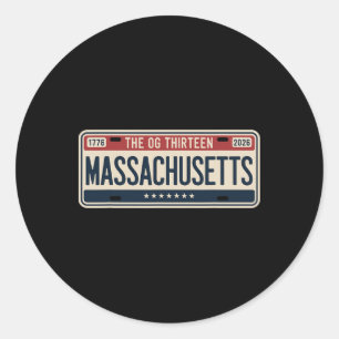 Machusetts License Plate 250 Years Design Og Thirt Classic Round Sticker