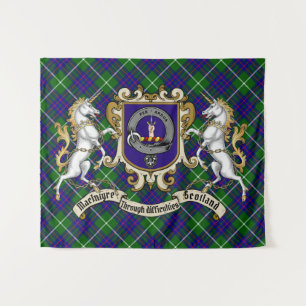MacIntyre Clan Badge & Unicorns w/Tartan Tapestry