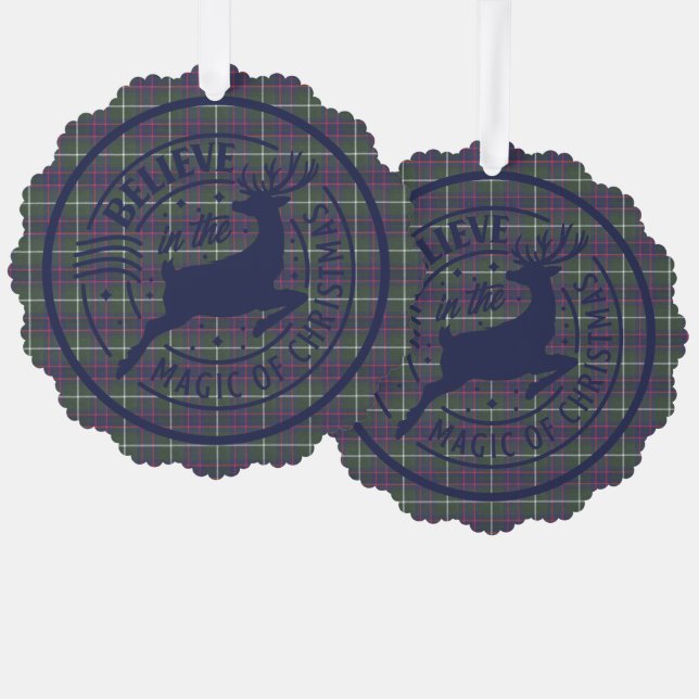 MacIntyre Hunting Modern Scottish Tartan Christmas Tree Decoration Card (Front/Back)