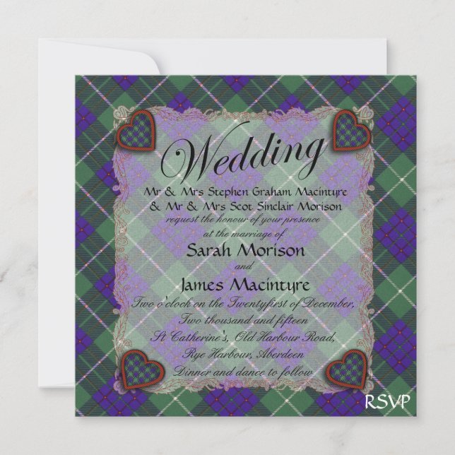 Macintyre Scottish clan tartan - Plaid Invitation (Front)