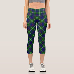 MacIntyre tartan green blue plaid Capri Leggings