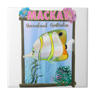 Mackay Australia Tropical travel poster Ceramic Tile