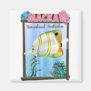 Mackay Australia Tropical travel poster Magnet