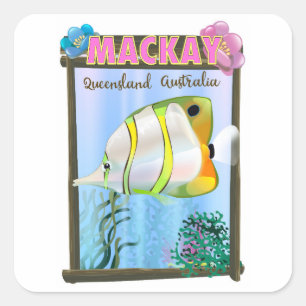Mackay Australia Tropical travel poster Square Sticker