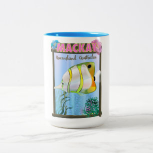 Mackay Australia Tropical travel poster Two-Tone Coffee Mug