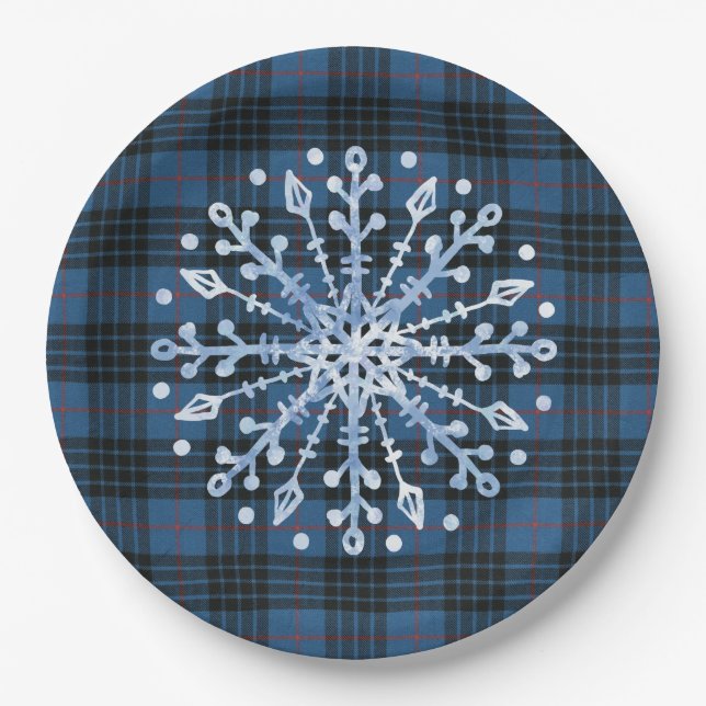 MacKay Blue Scottish Clan Tartan Christmas  Paper Plate (Front)