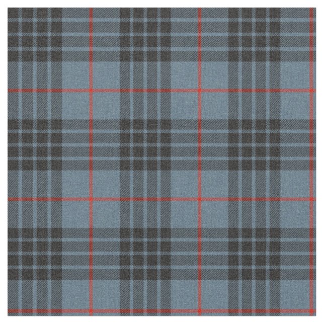 MacKay Blue Tartan Plaid Scottish Pattern Fabric (Close Up)