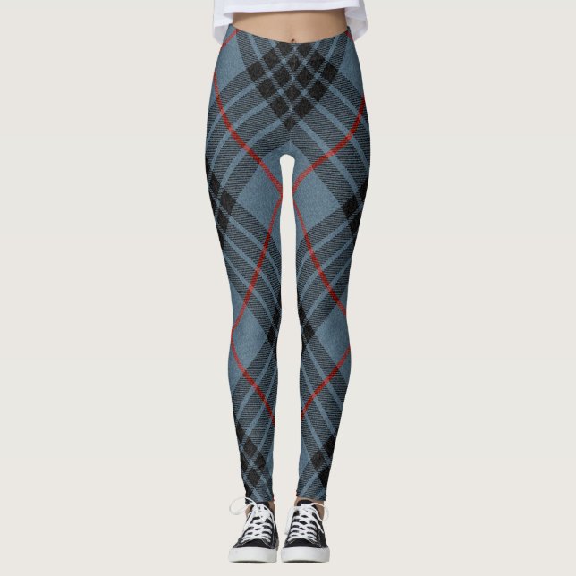 MacKay Blue Tartan Plaid Scottish Pattern Leggings (Front)