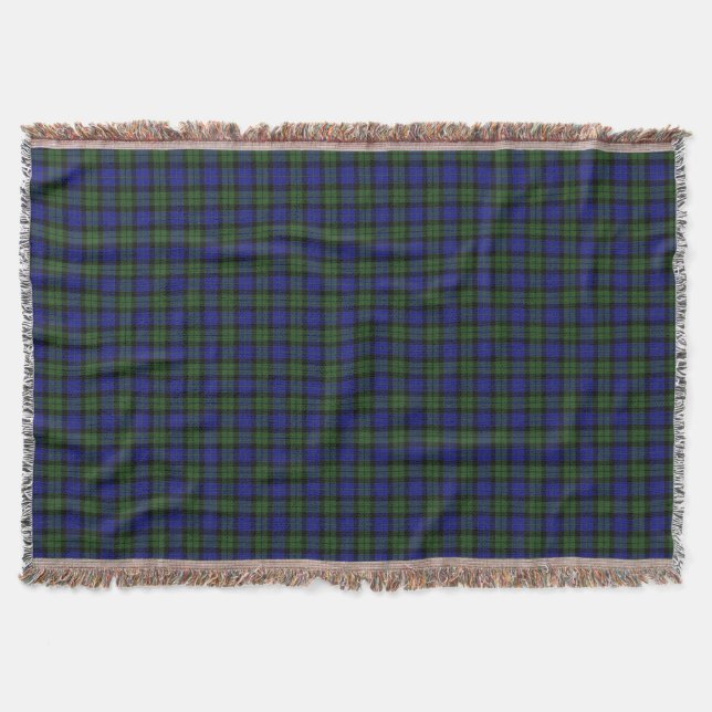 Mackay Clan Tartan Scottish Plaid Throw Blanket (Front)