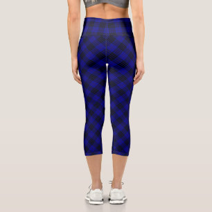 MacKay tartan blue black plaid Capri Leggings