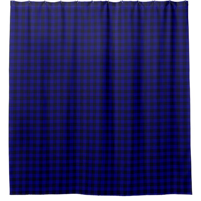 MacKay tartan blue black plaid Shower Curtain (Front)