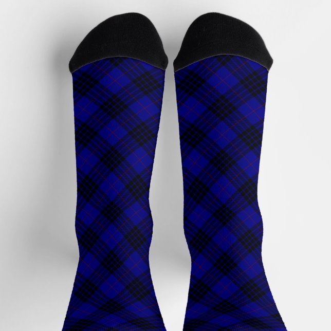 MacKay tartan blue black plaid Socks (Top)